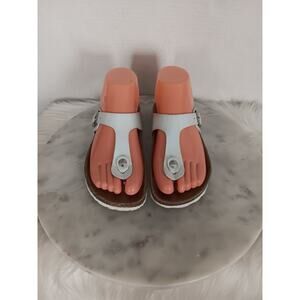 Giulia Palai Youth Girls Size 4 Toe Post Sandals White Iridescent Made in Italy